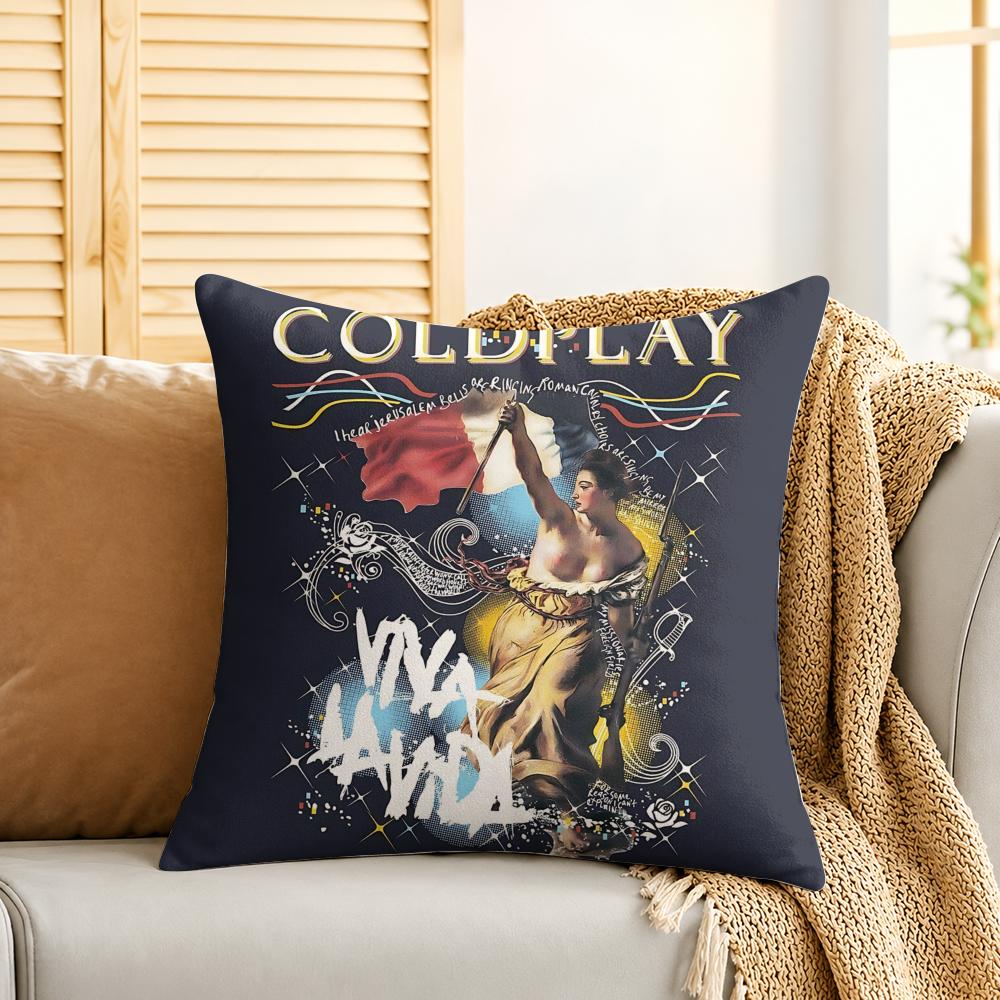 CColdplay Rock Band Cool Cushion Cover Silky Short Plush Invisible Zipper Dustproof Sofa Pillow Case For Home Decor