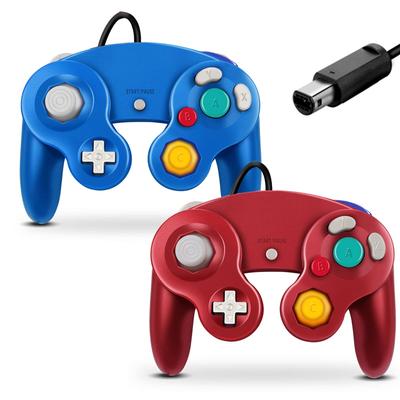 FIOTOK Gamecube Classic Wired Controller for Wii Nintendo Gamecube Controller, (Red & Blue)