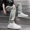 Men's Spring/Summer Loose Straight Slit-Zipper Jeans - Trendy Korean Wide-Leg Pants