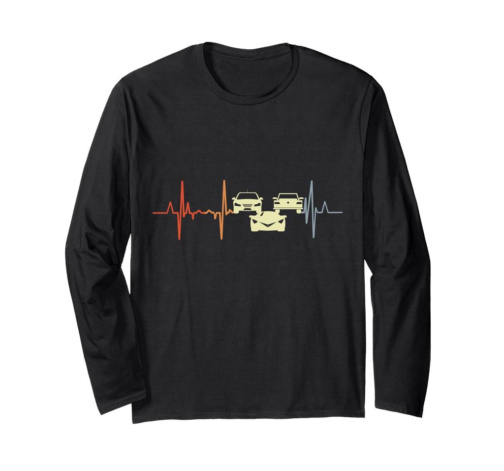 Miluji sportovní auta T-shirt s dlouhým rukávem a motivem srdečního tepu