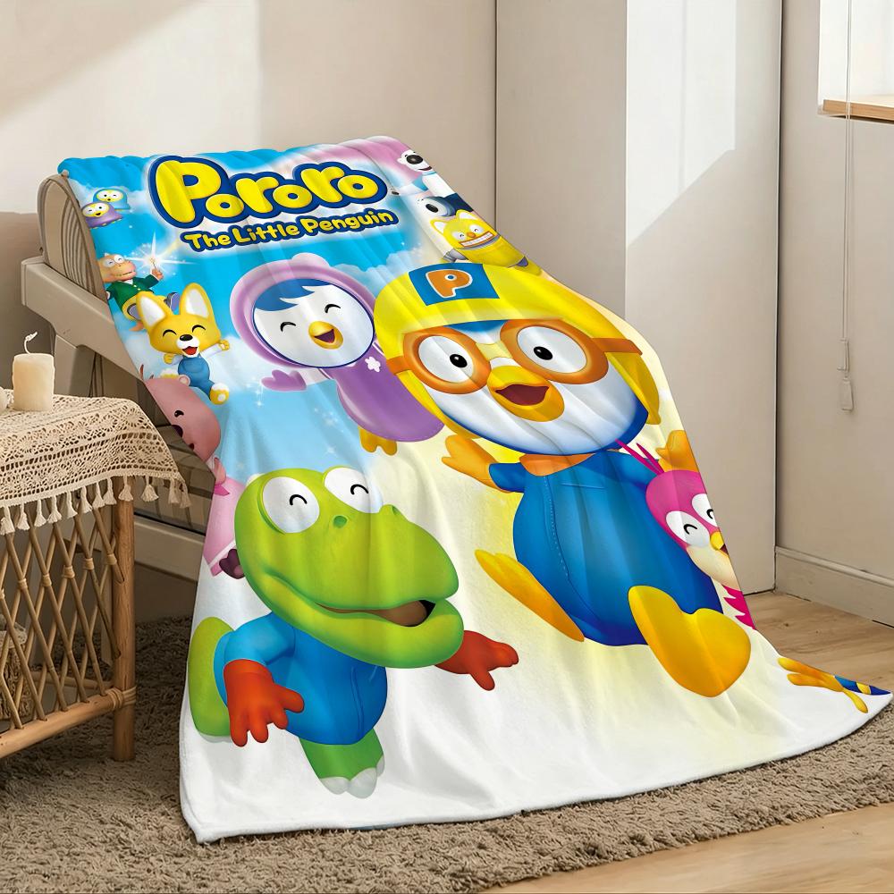 Pororo the Little Penguin Throw Lightweight 240g Flannel Blanket Soft Skin-friendly for Summer Cooling 75x90cm