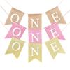 Burlap ONE Garland Baby First Birthday Chair Banner Boy Girl One Year Old Birthday Party Decoration Favors Photo Props Supplies