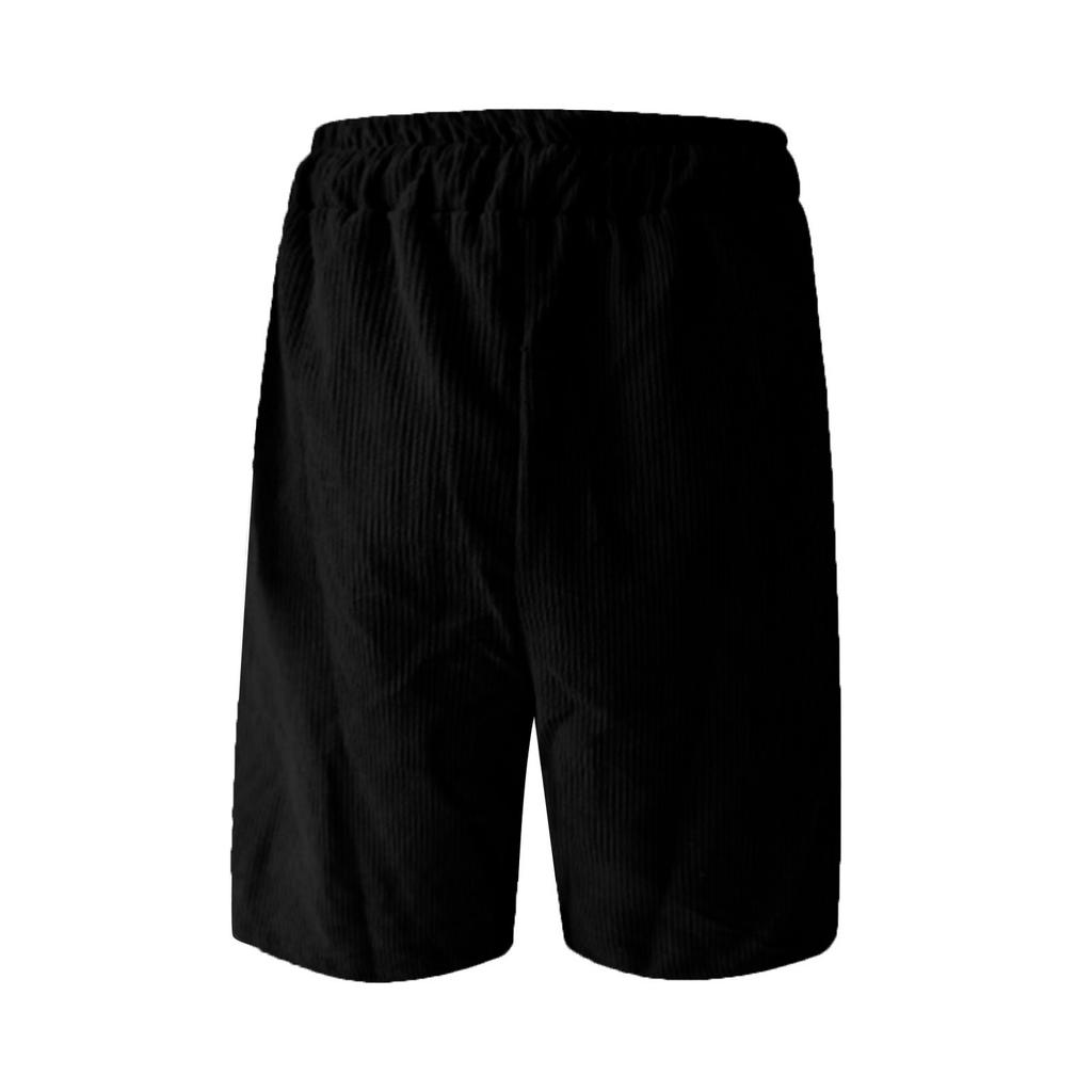 Męskie szorty casualowe - elastyczny pas, sznurek ściągający, vintage, haftowany sztruks, stylowe szorty casualowe