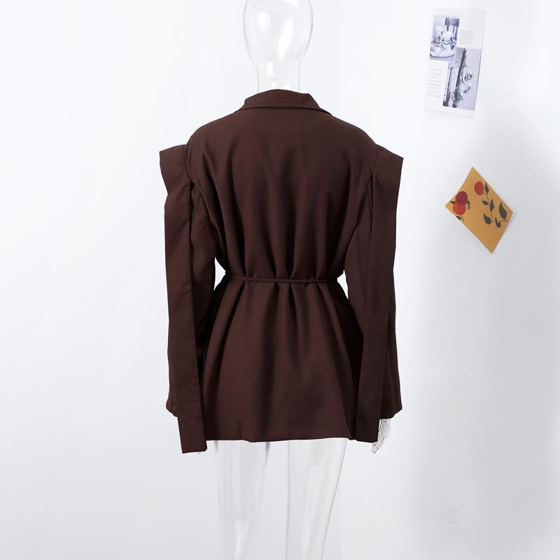 Γυναικείο Μπλέιζερ Πέτο Ζώνη Δέσιμο στη Μέση Σακάκι Κοστούμι Φαρδύ Καθημερινό και για Μετακινήσεις Σακάκι 2025 Άνοιξη/Καλοκαίρι Μακρυμάνικο Λεπτό Παλτό