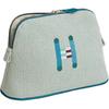 Hermès Bolide Crazy H Embroidered Pattern Palladium Metal Cotton Storage Bag Mini Unisex bags Teal Galette H103750MV05
