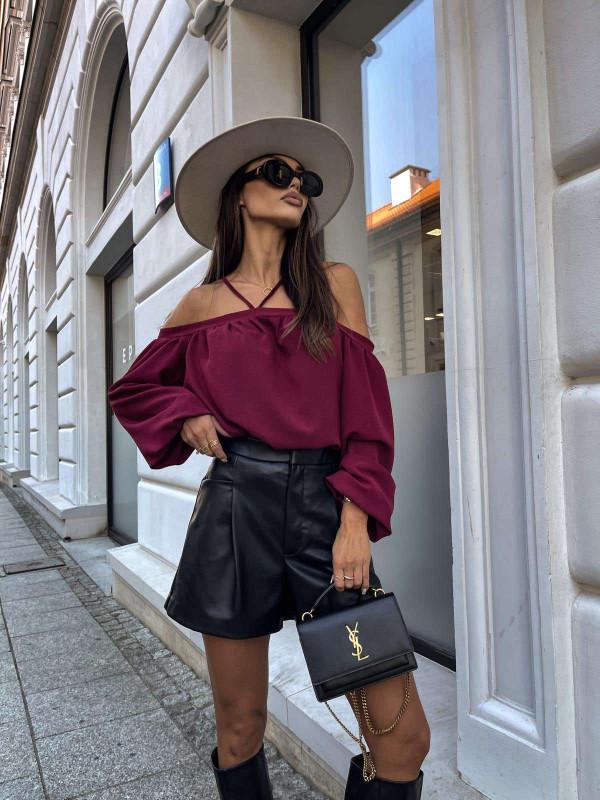 2025 New Sexy Off-Shoulder Halter Long Sleeve Printed Lantern Sleeve Top for Women