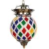 Handcrafted Rhombus Shape Glass Crystal Decorated Mosaic Hanging Light (Multicolour)