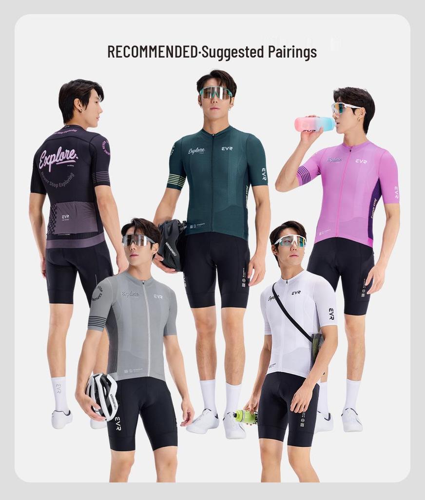 EVR Men's Quick-Dry Summer Cycling Jersey - Short Sleeve Printed Top (Explore Series)