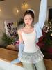 Summer Korean Color-Block Lace Trim Ballet Style Sweet Camisole Top