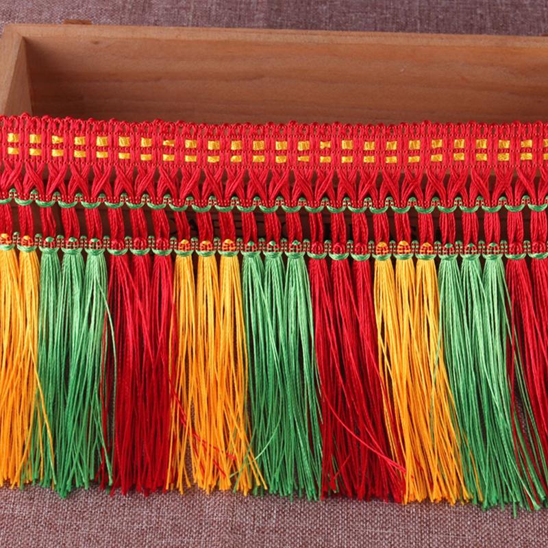 Color Tassel Lace Trim Polyester Fringe Trim Tricolor Ethnic Style Ribbon Sewing Garment Accessories Curtain Lace DIY Decor