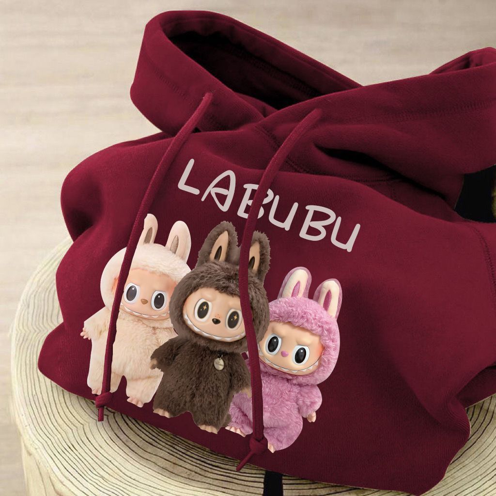 Cute Wine-red Hooded Sweatshirt for Children, Loose and Casual Coat for Boys and Girls In Autumn and Winter