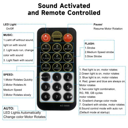 Mini Disco Ball Lights - Sound-Activated RGB Strobe Party Lighting with Remote Control and USB Power, for Home Dance, Karaoke, Birthday Parties, and H