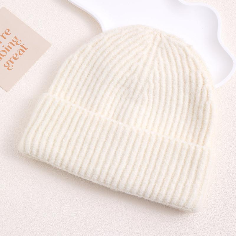 Solid Color Wool Hat Autumn and Winter Thickened Warm Knitted Hat Fashionable Versatile Cold Hat Simple Pullover Brimless Warm Hat