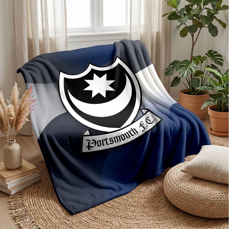 Coperta Morbida in Pile Flanella Portsmouth FC Leggera Accogliente Calda Coperta da Lancio per Divano Letto Decorazione Casa