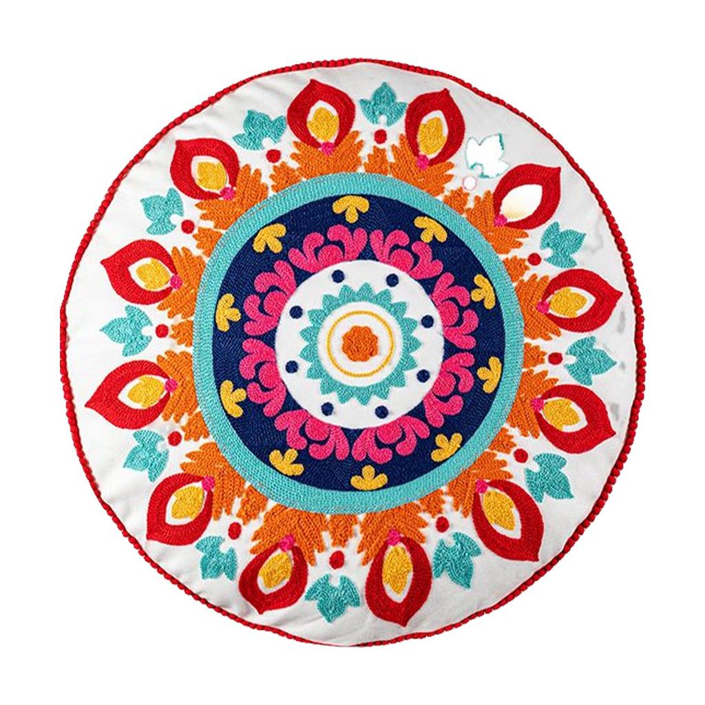 Round Floor Outdoor Cushion Cover 45cm Mandala Meditation Pillows Case Indian Tapestry