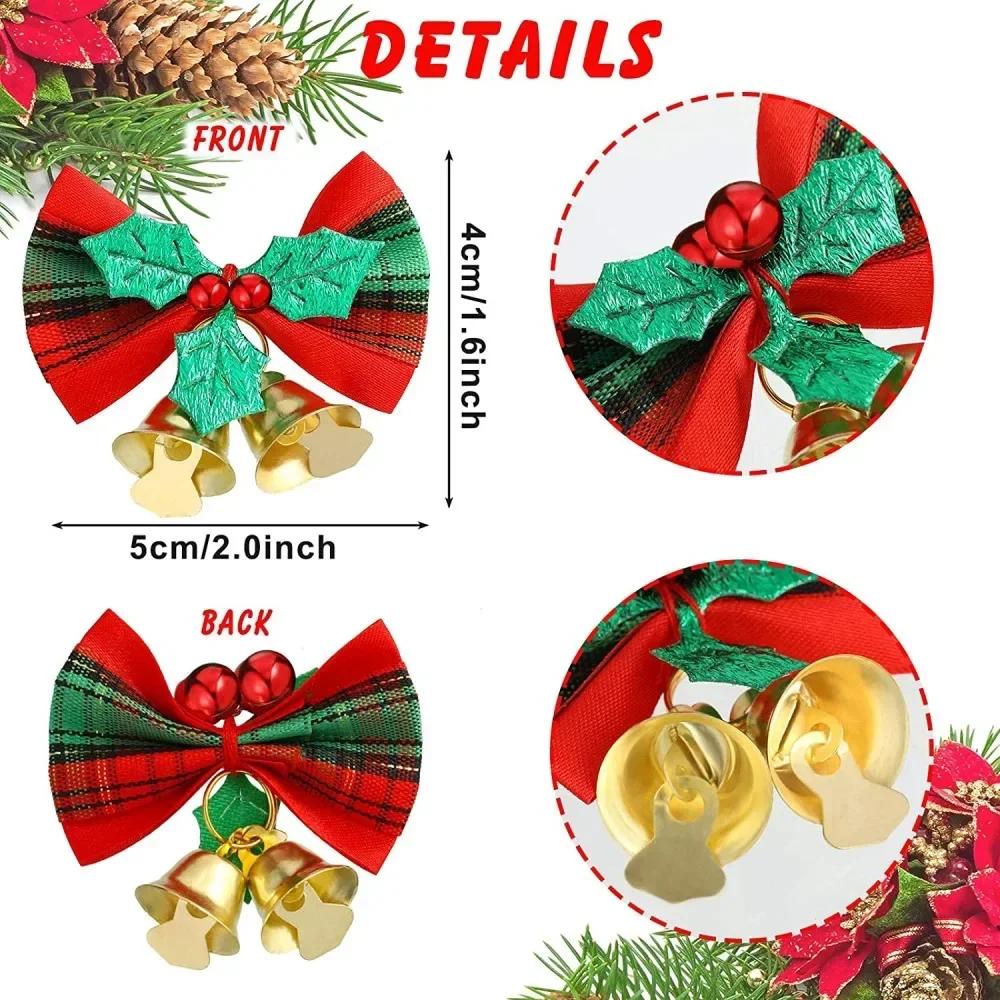 10-200pcs Christmas Decorations Christmas Bow with Bells Christmas Gift Decoration Christmas Tree Wreath Decoration Accessories