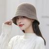 Light plate knitted bucket hat female Korea Dongdaemun casual bucket hat tide autumn and winter solid color hat knitted hat