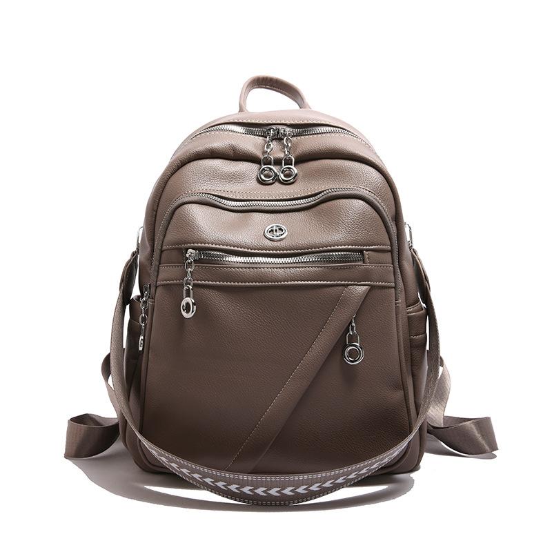 Backpack Women's Backpack Soft Leather New Casual Versatile Fashion Premium Large Capacity Commuter Shoulder Bag