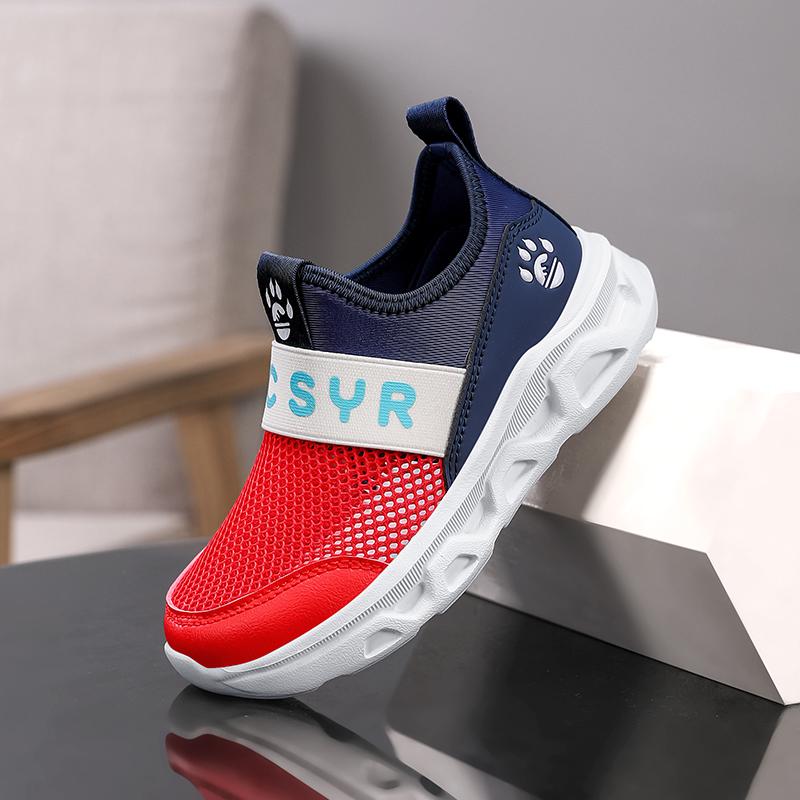 Summer New Breathable Boy Medium Children's Shoes Velcro Slip-on Sports Casual Shoes for Children