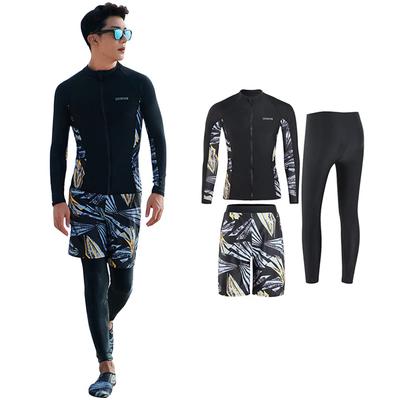 YFMAYI Men's Rash Guard Swimsuit, Stylish Long Sleeves, Amphibious, 3-Piece Set, Soft