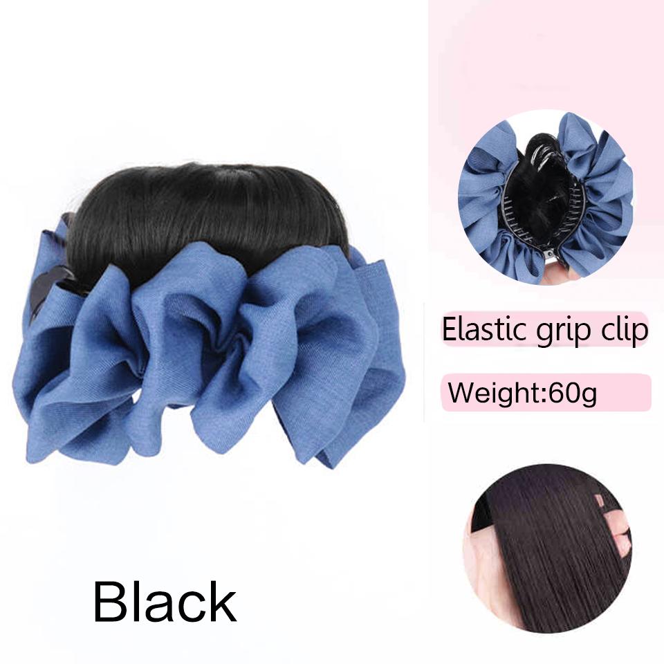 Synthetic Bow Hair Clip Chignon Messy Bun Claw Clip in Hair Piece Wavy Curly Hair Bun Ponytail Extensions Scrunchie Hairpieces for Women