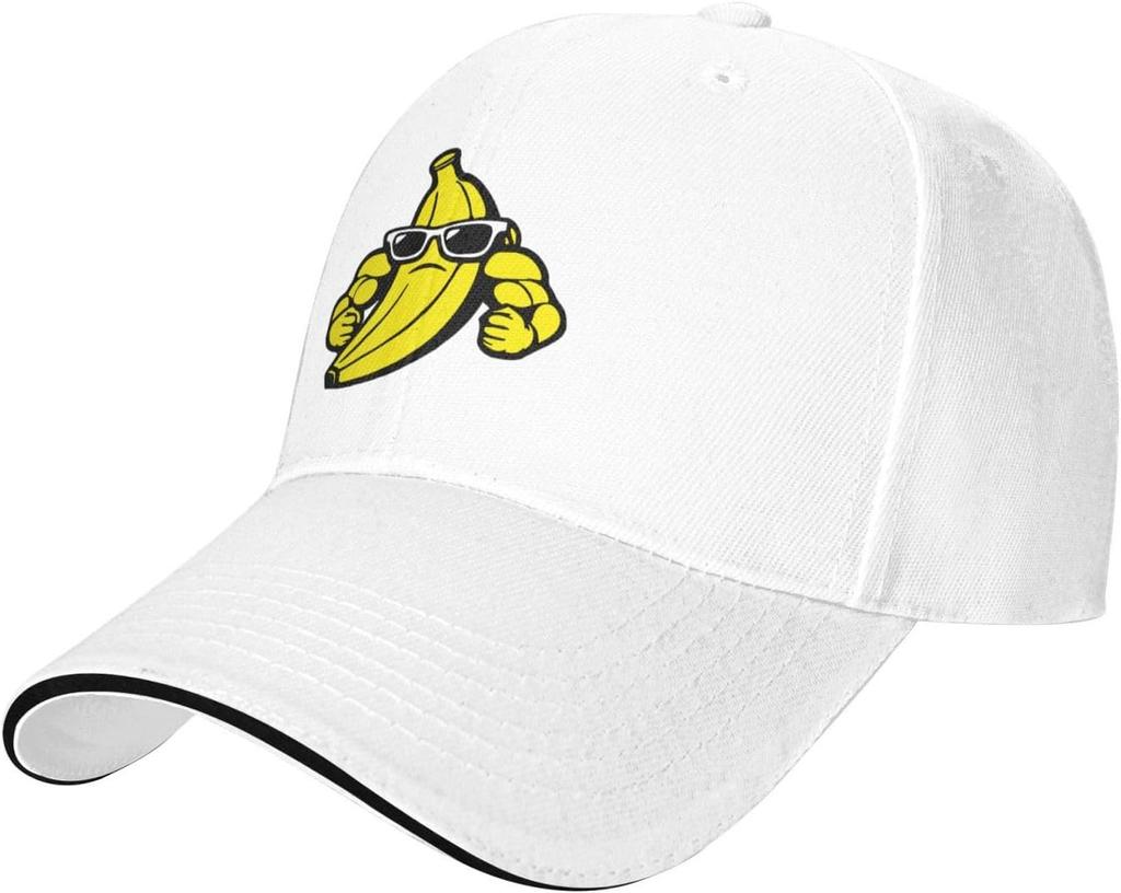 Muscular Banana Cool Graphic Baseball Cap Adjustable Polyester Casual Dad Hat for Men Women