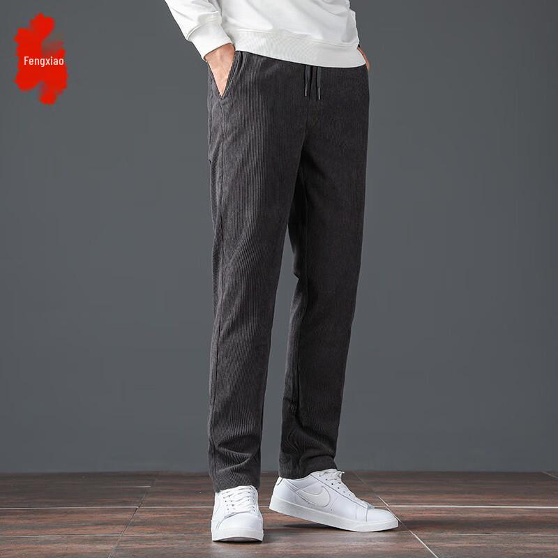 Men's Corduroy Fleece-Lined Drawstring Jogger Pants