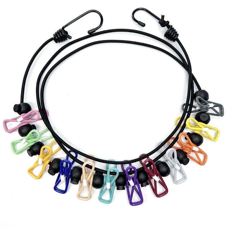 Non-Slip Portable Travel Clothesline 1.8m 12 Windproof Clips Durable Drying Rope for Hotel Camping Student Dorm