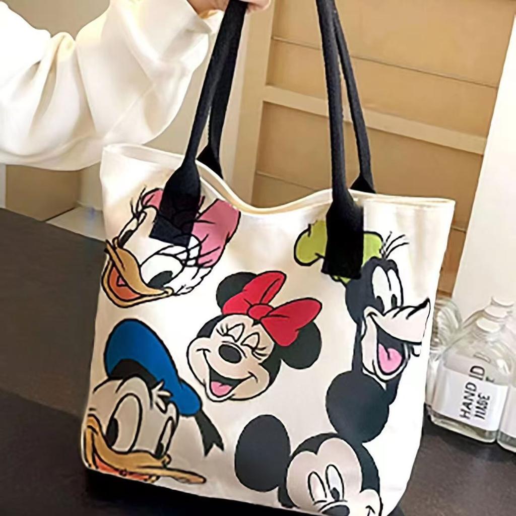 Large Canvas Tote Bag for Women Cute Cartoon Handbag Heavy Duty Shoulder Daily Commute Travel Shopping Gift