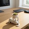 Puppy Succulents Planter 3D Printed Lying Flower Pot, Cute Dog with Decorative Props for Photography Removable Bowl, Mini Plant Container Desktop