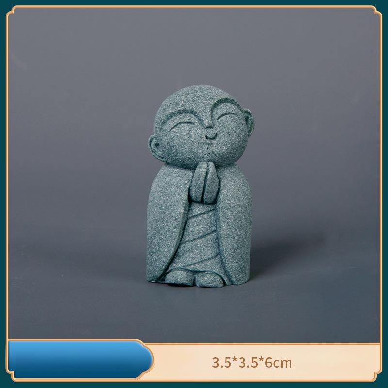 Cute Maitreya Blue Sandstone Ornaments Buddha Statues Garden Mini Ornament Japanese Home Decoration Crafts Figurines & Miniature