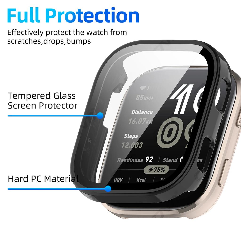 Glass+Case for Amazfit Bip 6 Tempered Glass Screen Protector & Hard PC Protective Bumper for Amazfit Bip6 Accessories