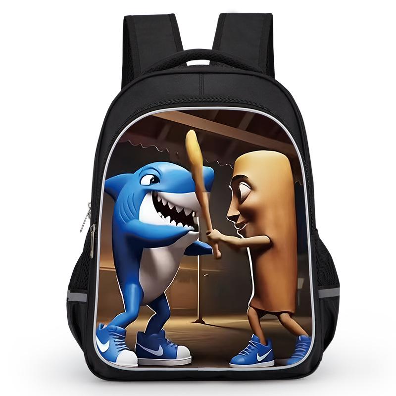 Cross-border Classic Mountains & Seas Stick Figure Kids' Backpack for Grades 1-6 - Load-Reducing Double Shoulder Bag for Boys