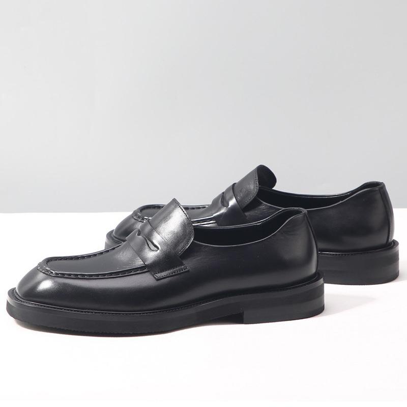 New Arrival Slip On Men Loafers Black Genuine Leather Sewing Casual Shoes Round Head Height Increased Comfort Business Shoes Men