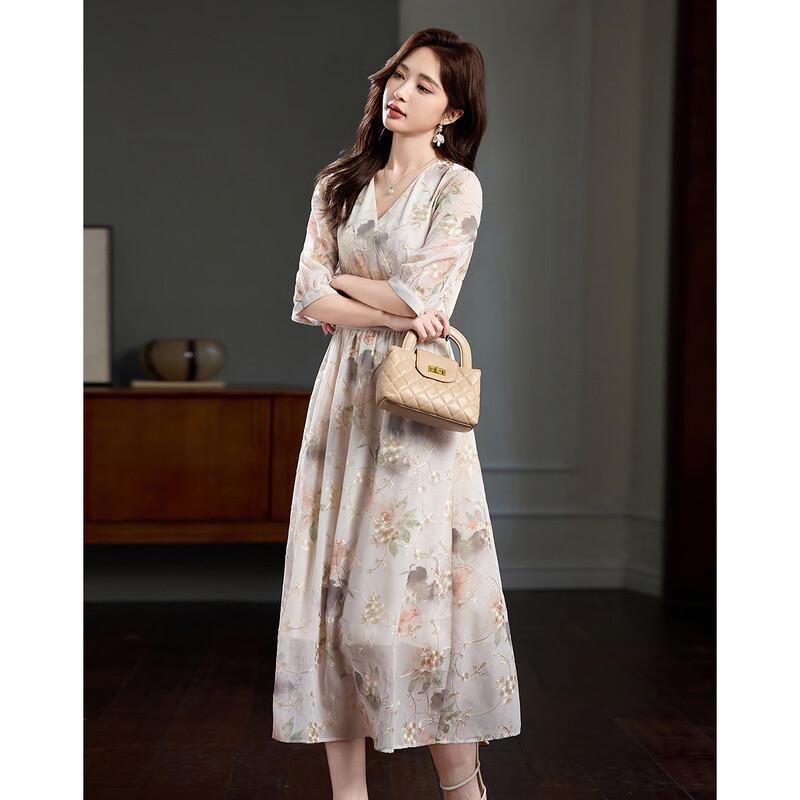 Demana New Chinese Style Embroidered A-Line Dress 2XL