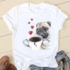 Sweet Love Pug Streetwear White Fashion Women T-Shirts Harajuku Kawaii Clothes Short Sleeve Summer Tee Casual Female Tops O-Neck