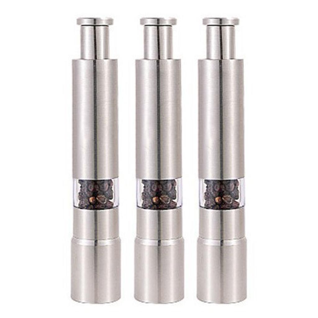 2-in-1 Pfeffer-/Salzmühle Edelstahl Kleine Pfeffermühle Küche Premium Manuell Drucktyp Gewürzmühle Küchengerät