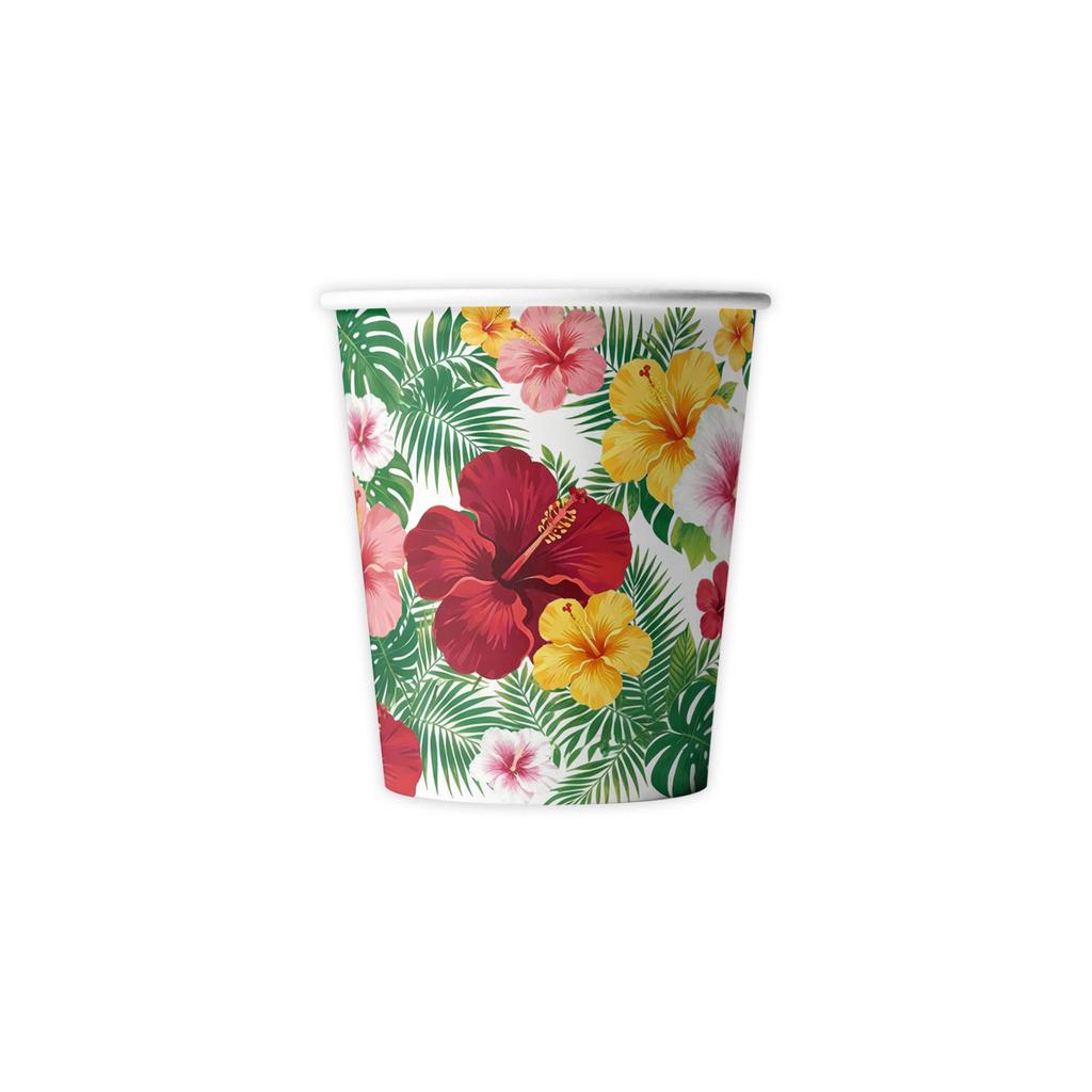 Hawaiian Leaf Summer Party Paper Plates, Napkins, Flags & Hanging Swirls Tableware Set