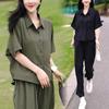 Fashionable Casual Suit for Women Summer Plus Size Women's Small Belly Cover Shirt and Pants Two-piece Set