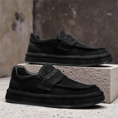 Winter New Lightweight Thick Bottom Breathable Rubber Sole Casual Shoes Easy To Wear Slip On Lazy Person Cowhide Leather Shoes