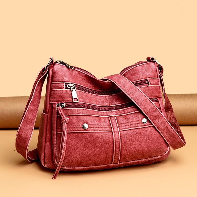 Fashion trend shoulder bag popular new multi-layer messenger bag splicing large-capacity commuter women's bag