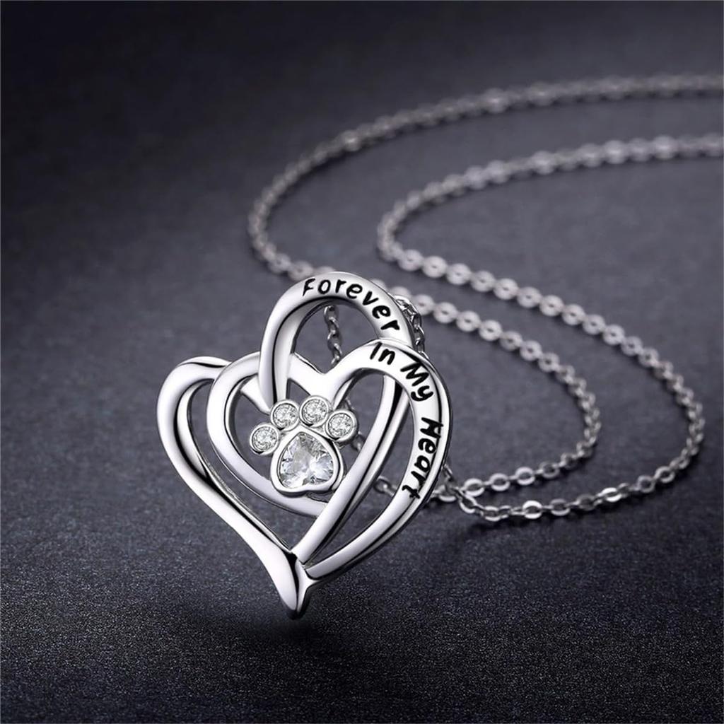 Cynlsum Dog Memorial Gifts Remembrance Necklace: Loss of Dog Sympathy Gift Heart Shape Pet Necklace for Women Pet Lovers Puppy Bereavement Gift
