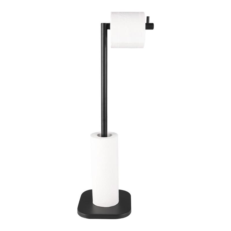 Floor-Standing Round Base Toilet Paper Holder with Detachable Towel Rack