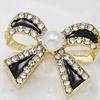 Classy Party Jewelry 1 Pair Sparkly Rhinestone Bow Knot Stud Earrings for Women, Faux Pearl Romantic Date Night Accessories Ribbon Earrings, Statement