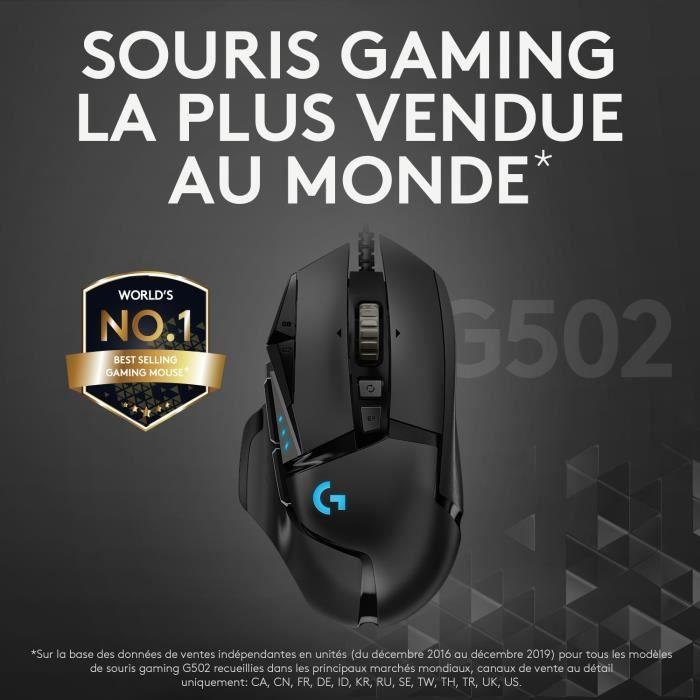 Souris gamer - Filaire - Logitech G - G502 Hero - Noir