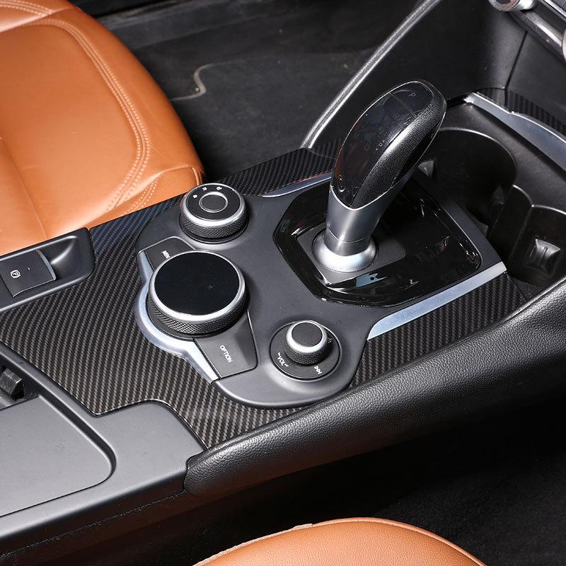 For Alfa Romeo Giulia Stelvio 2017- ABS Carbon Fiber Car Center Console Panel Cover Trim Sticker Interior Car Accessories