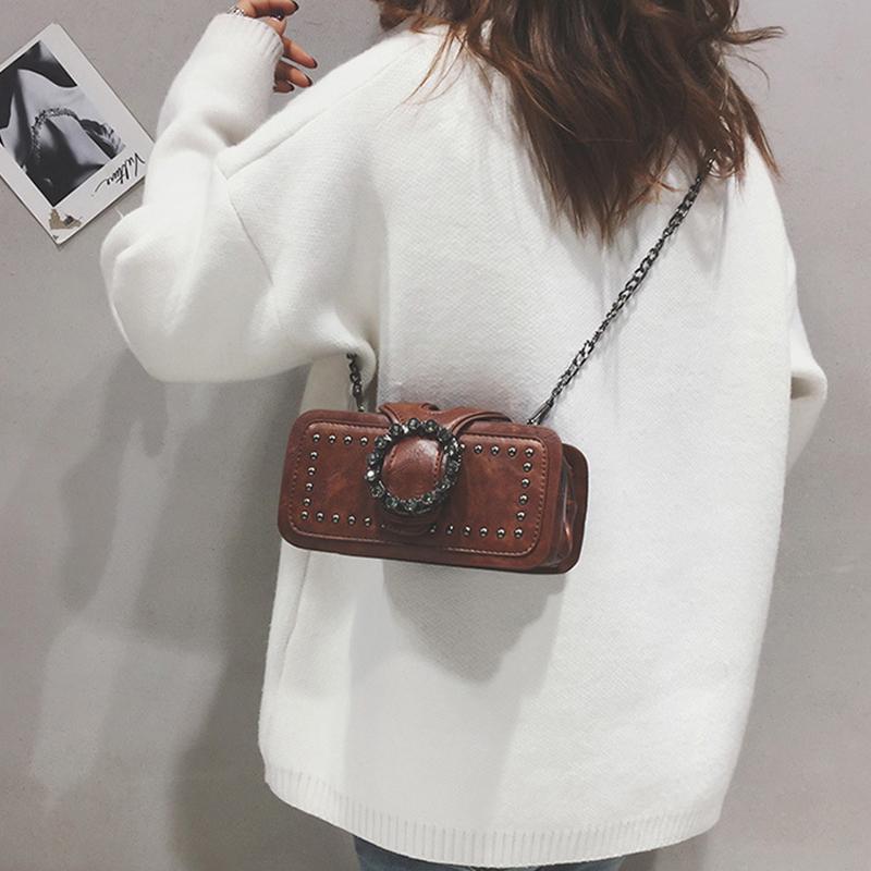 Luxury Handbags For Women Diamonds Crossbody Bags Vintage Square Bag Tote Casual Brand PU Leather Handbag Ladies Bag