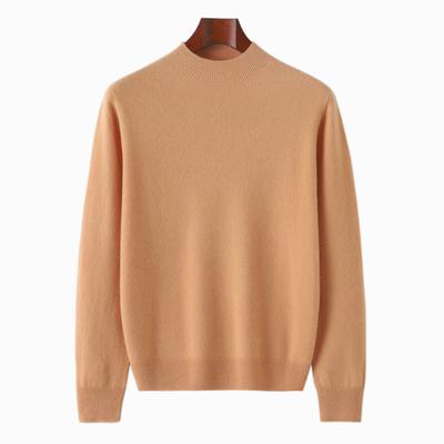 Herbst und Winter Herrenpullover aus 100 % feiner Wolle, gestrickt, halbhoher Kragen, reparierter Kaschmirpullover, warme, einfarbige Unterlage