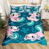 Cartoon Axolotl Cute Sea Animal Reptile Bedding Set Boys Girls Twin Queen Size Duvet Cover Pillowcase Bed Kids Adult