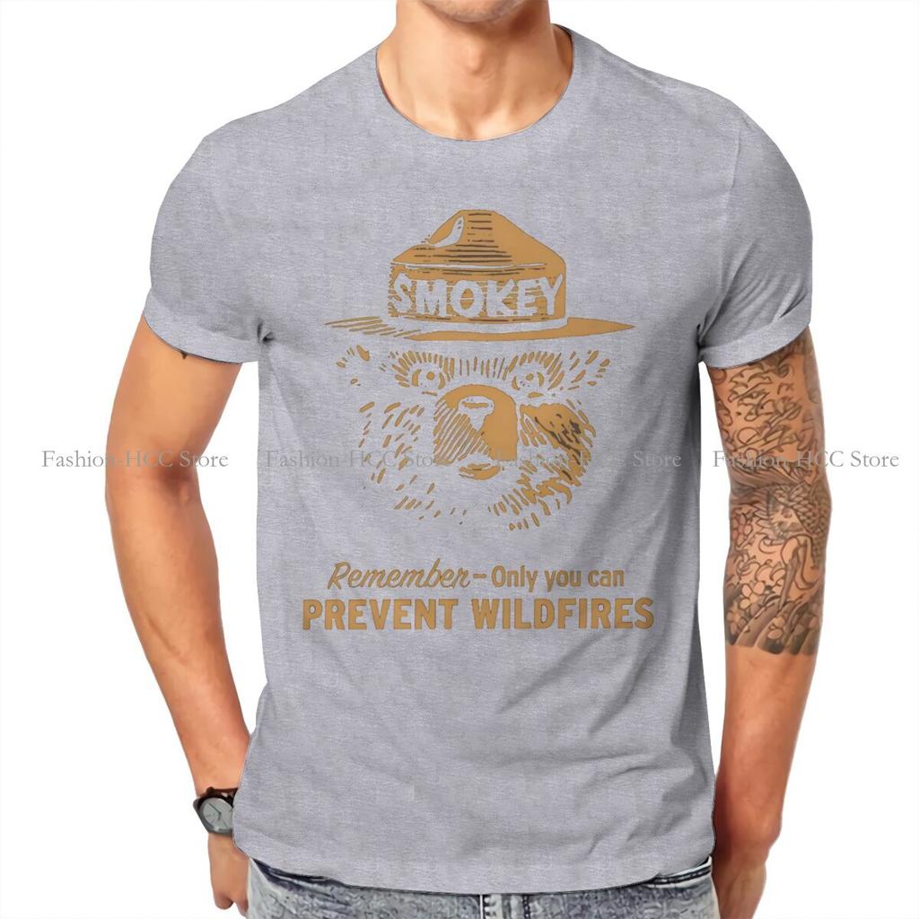 Smokey The Bear Rules Tshirt Vintage Unisex Grunge Teenager Clothing Tops Oversized Cotton Oneck T Shirt